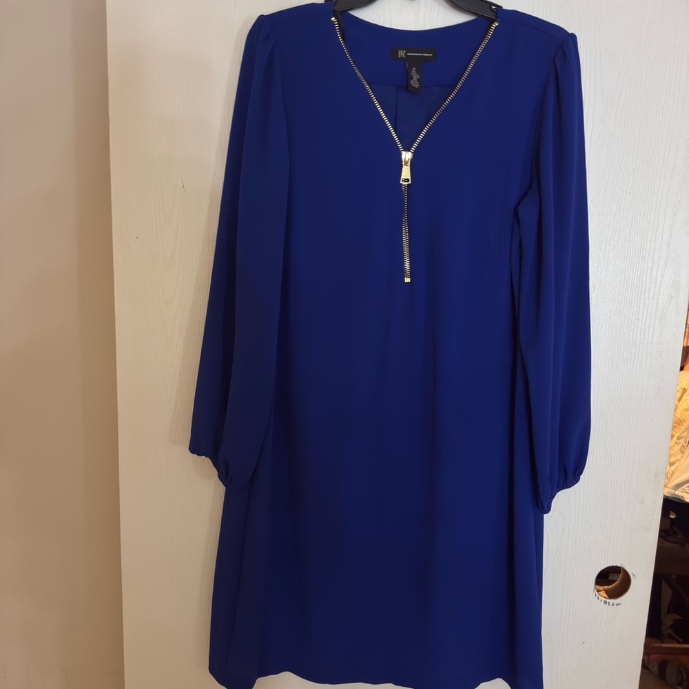 INC International Concepts Royal Blue Long Sleeve Dress